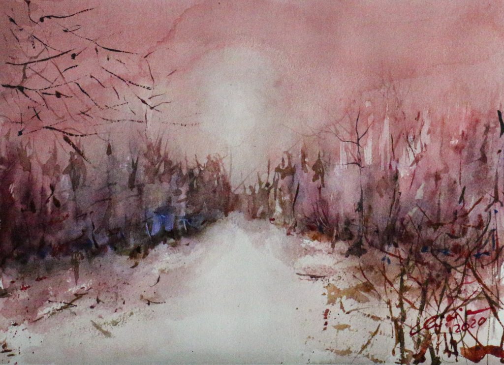 Paisaje rosa, cuadro de Alicia Prado