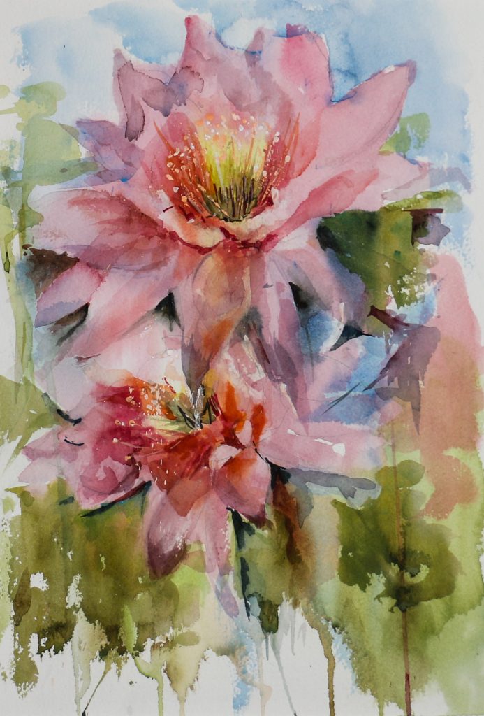 Flores rosas, cuadro de Alicia Prado
