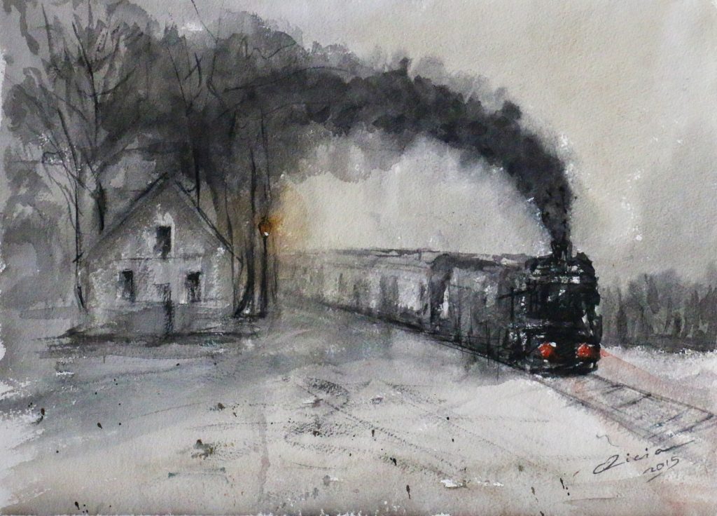 El tren, cuadro de Alicia Prado