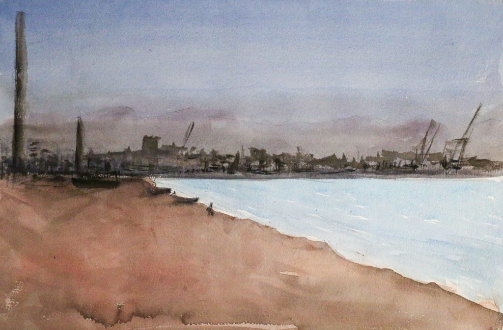 Huelin playa, cuadro de Alicia Prado
