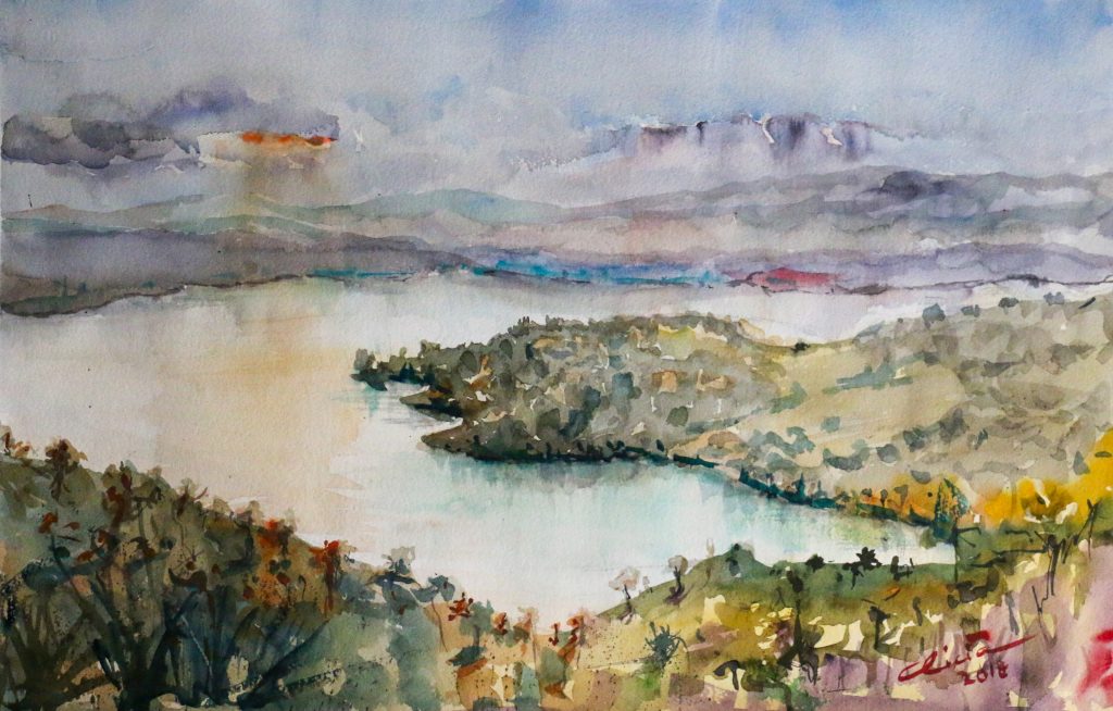 Embalse de Castellar, cuadro de Alicia Prado