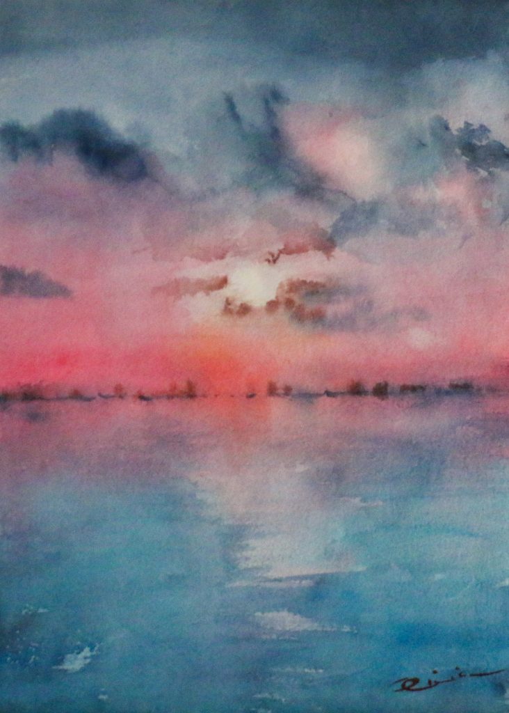 Atardecer rosa, cuadro de Alicia Prado