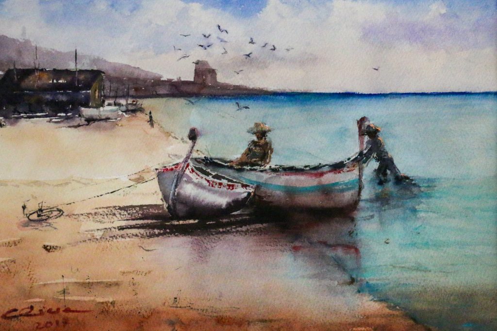 Pescadores, cuadro de Alicia Prado