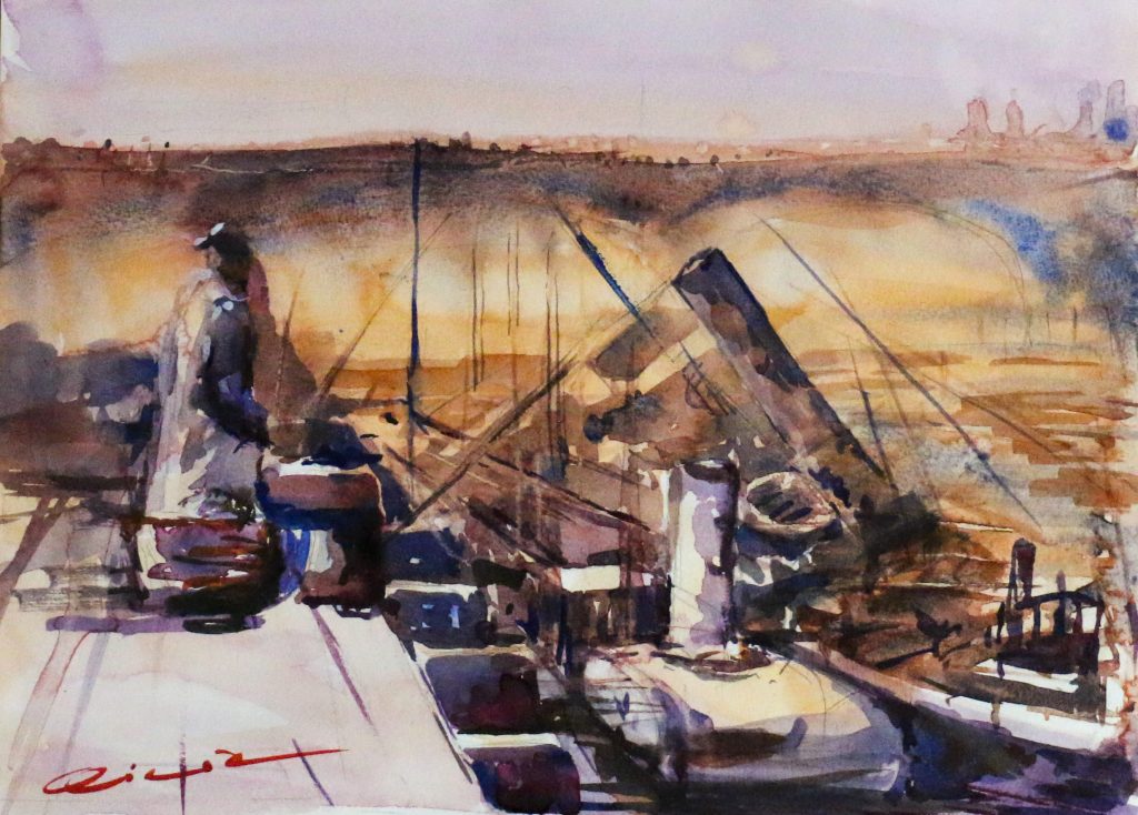 Cementerio de barcos, cuadro de Alicia Prado