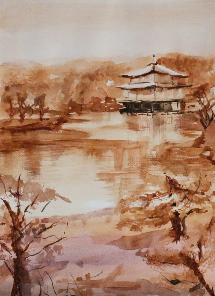La pagoda dorada, cuadro de Alicia Prado