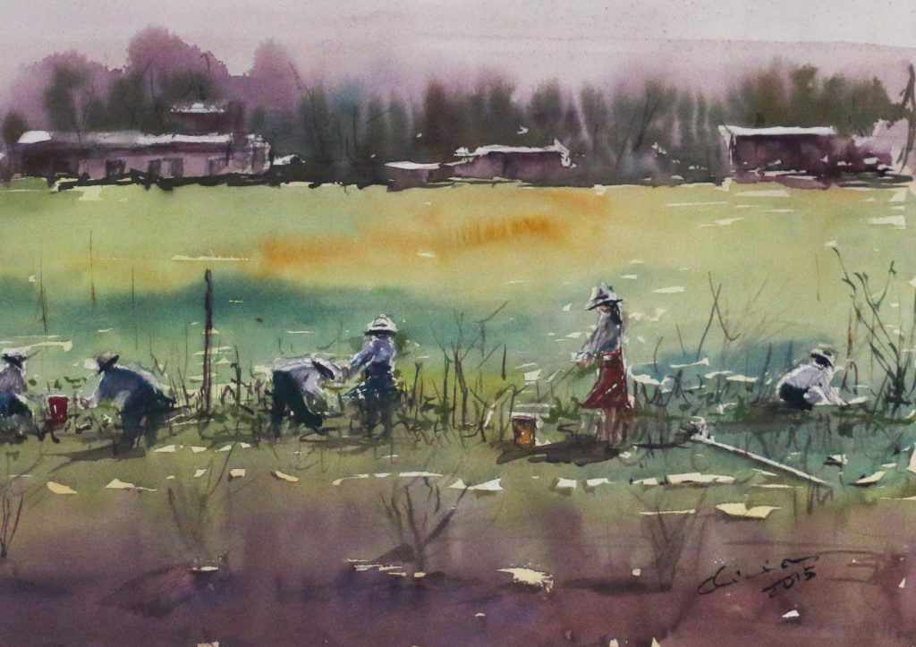 Campos de arroz, cuadro de Alicia Prado