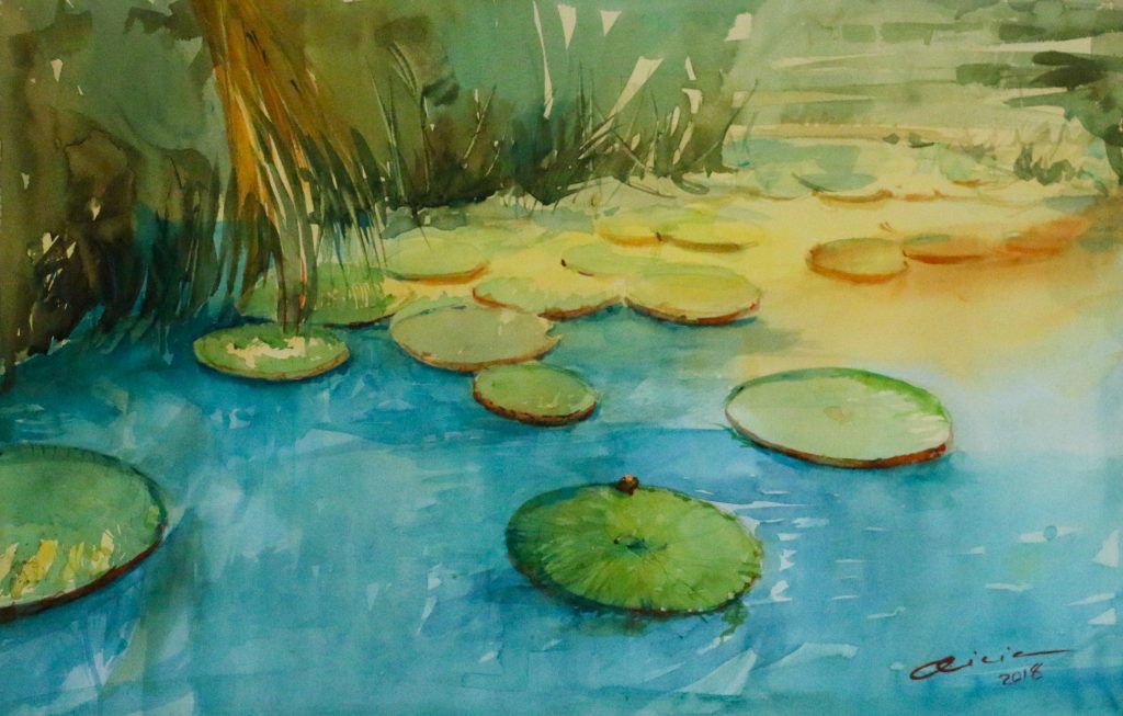 Estanque de nenúfares, cuadro de Alicia Prado