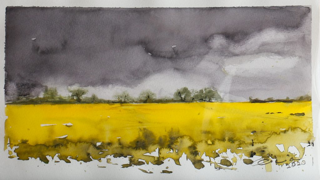 Tormenta en el trigal, cuadro de Alicia Prado