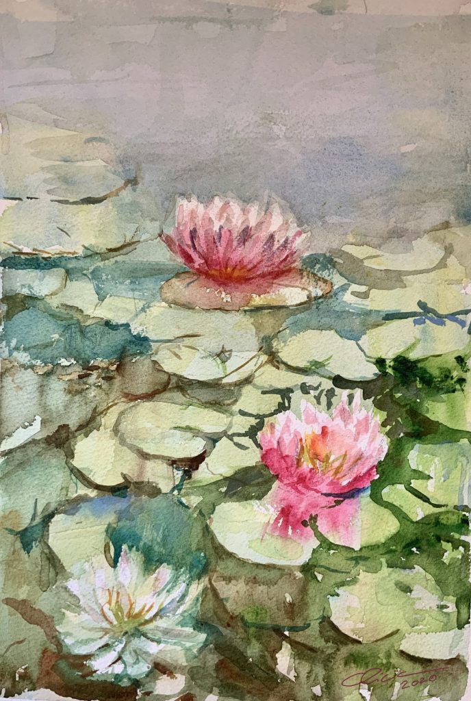 Nenúfares en flor, cuadro de Alicia Prado