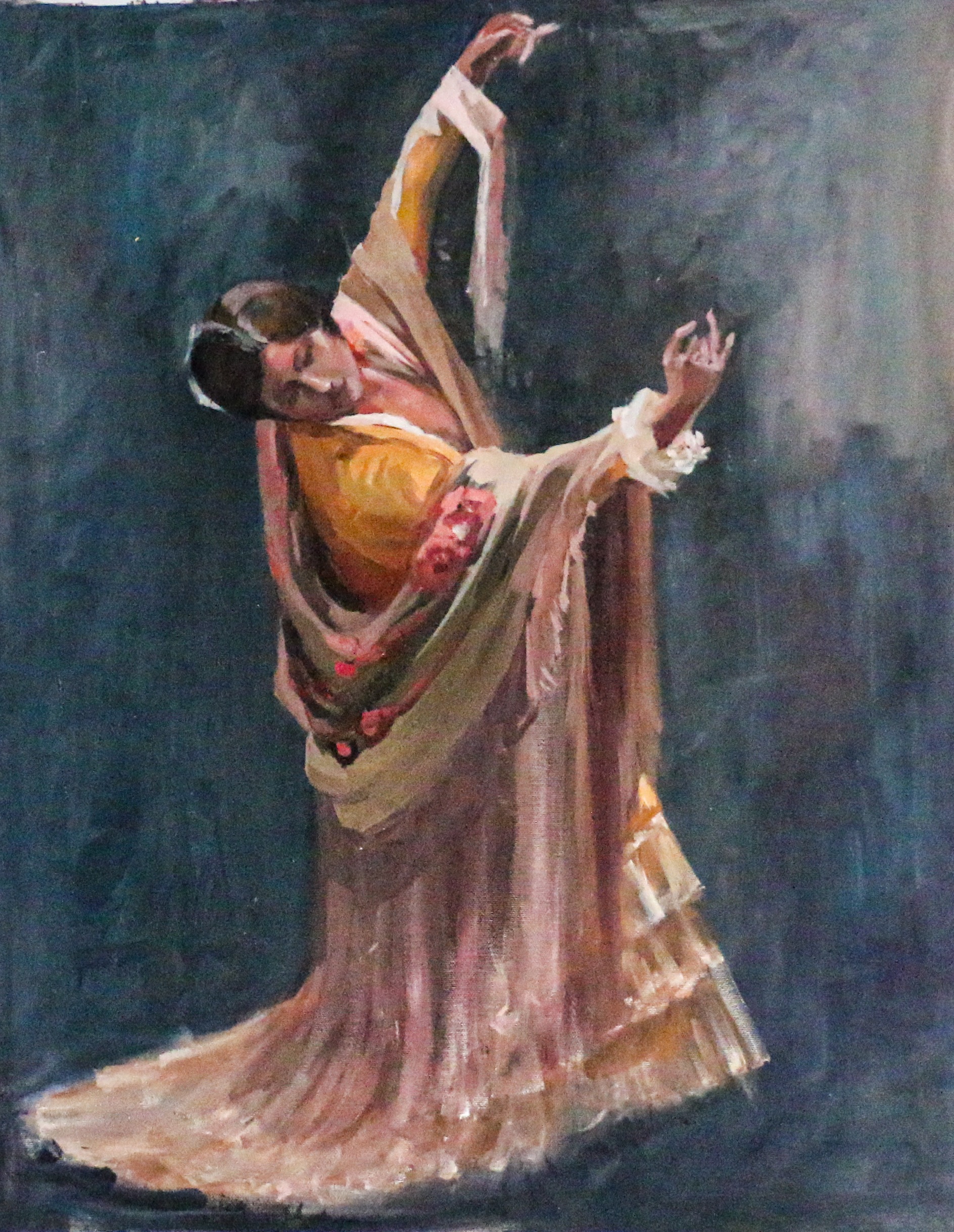 Baile con mantón, óleo original de Alicia Prado