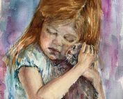 Niña con Gato, cuadro de Alicia Prado