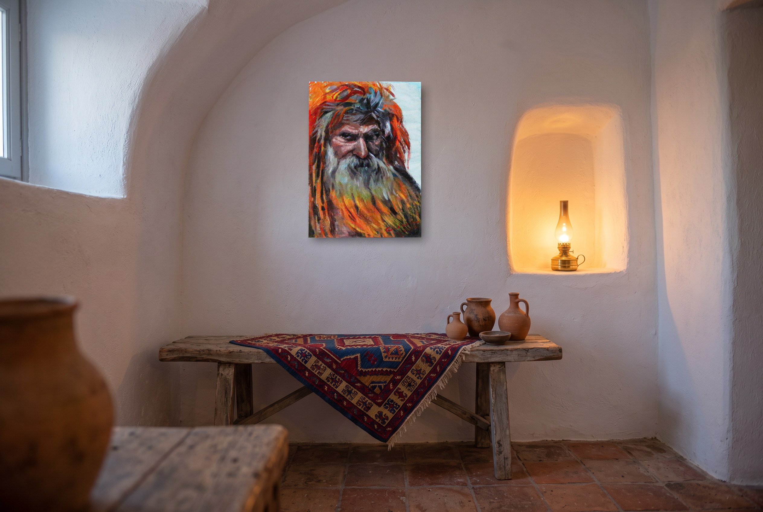 «El intocable», cuadro original de Alicia Prado, colgado en cueva rehabilitada en el Sacromonte granadino