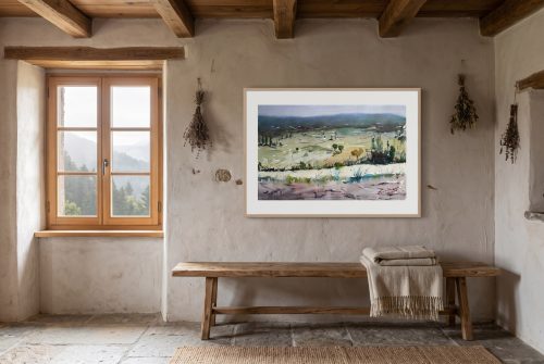 «Vereda», cuadro original de Alicia Prado, colgado en habitación de invitados en la Alpujarra